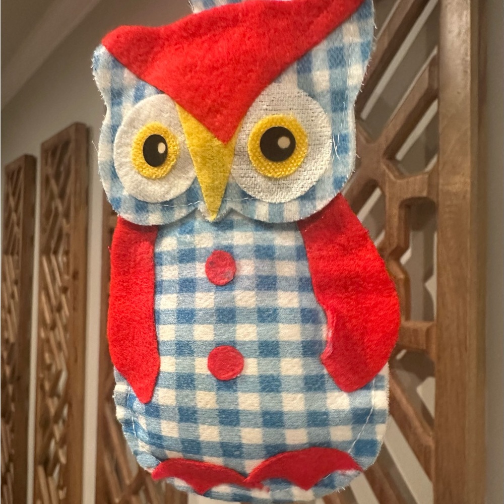 VTG 70’s Fabric Owl Sachet or Ornament Folk Craft Handmade